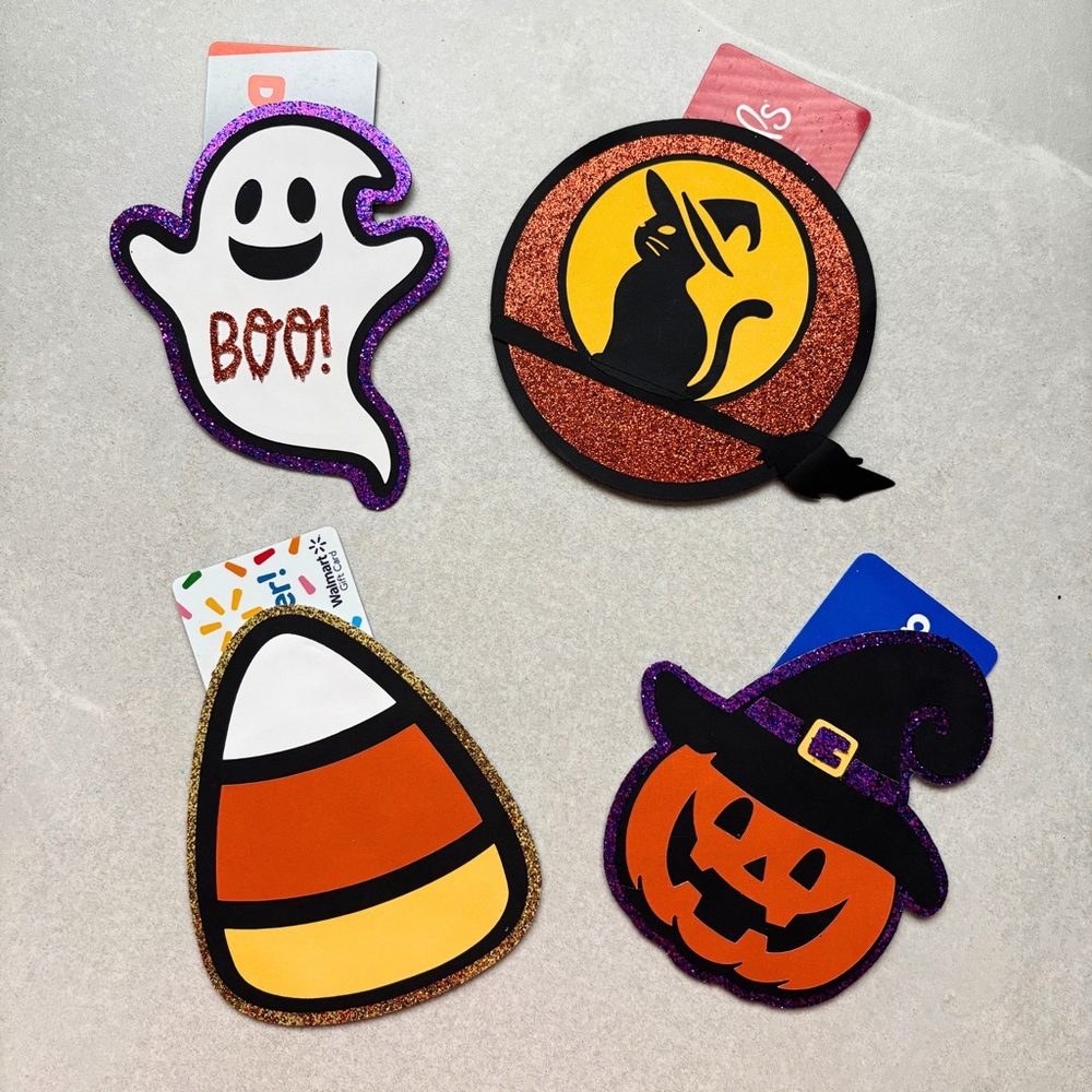 NEW Halloween Gift Card Holders - Ghost, Cat, Candy Corn, Pumpkin Shapes
